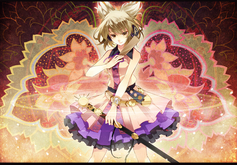 Anime Girl with Sword — Purple, Dramatic, Digital Art, Skirt