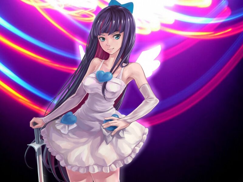 Anime Girl with Sword — Purple, Dramatic, Digital Art, Wings