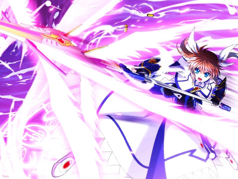 Anime Girl with Sword — Purple, Dramatic, Energy Blast