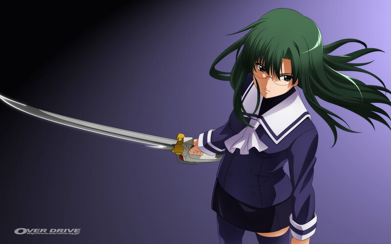 Anime Girl with Sword — Purple, Dramatic, Glasses