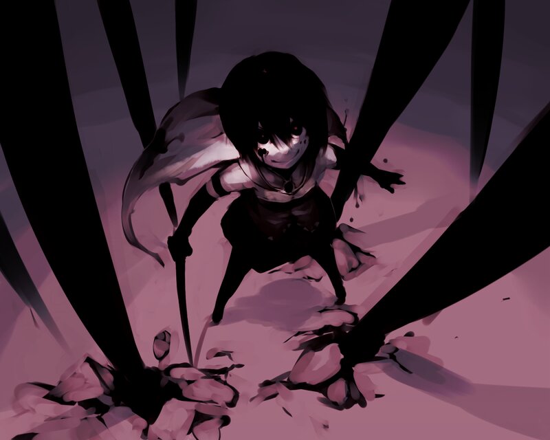 Anime Girl with Sword — Purple, Dramatic, Intense