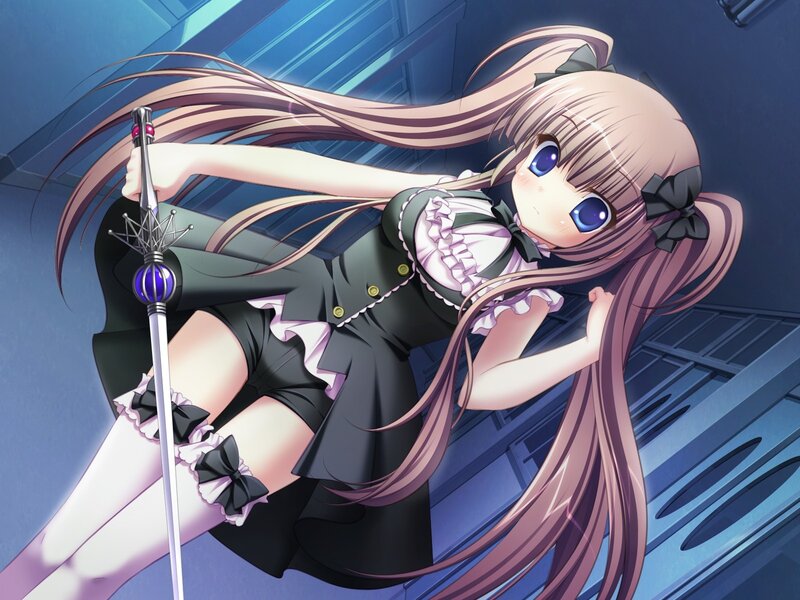 Anime Girl with Sword — Purple, Dramatic, Long Hair, School Uniform, Black
