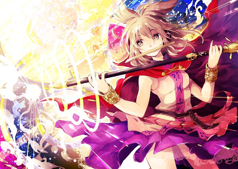 Anime Girl with Sword — Purple, Dramatic, Magic, Cape