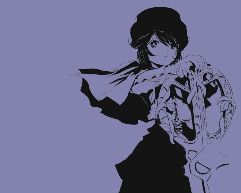 Anime Girl with Sword — Purple, Dramatic, Manga, Cape