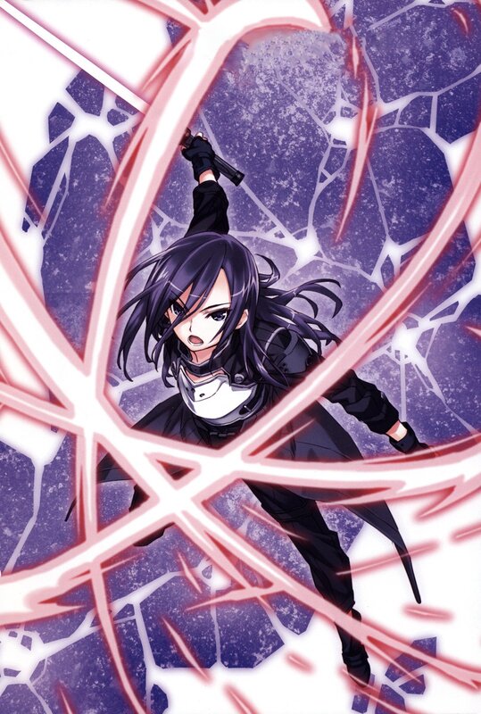 Anime Girl with Sword — Purple, Dramatic, Manga, Energy Lines