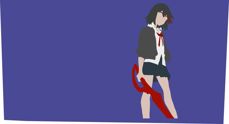 Anime Girl with Sword — Purple, Dramatic, Minimalist, School Uniform