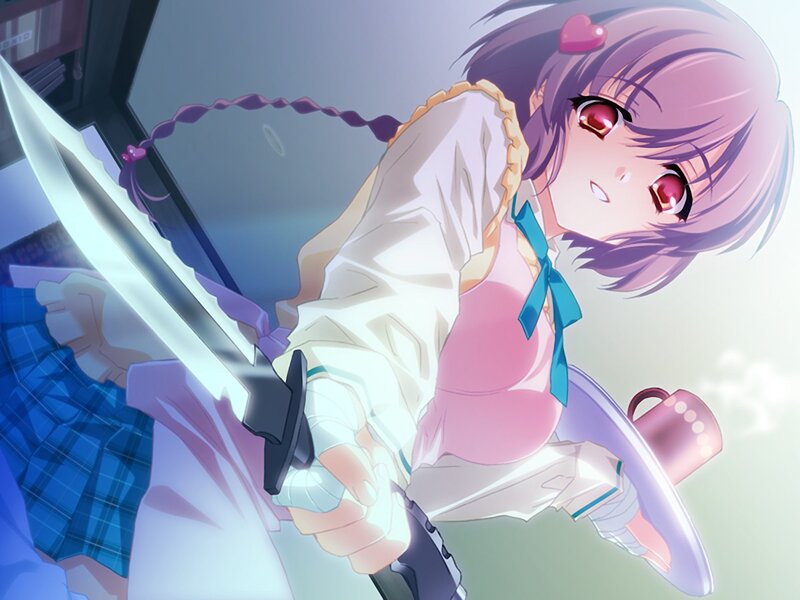 Anime Girl with Sword — Purple, Dramatic, Mug