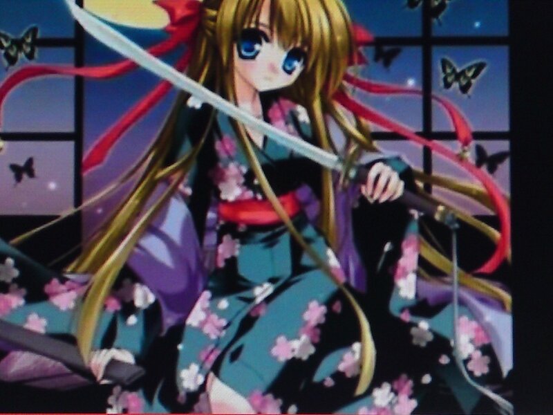 Anime Girl with Sword — Purple, Dramatic, Night, Butterflies