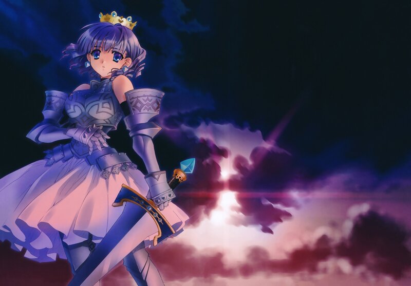 Anime Girl with Sword — Purple, Dramatic, Night, Crown