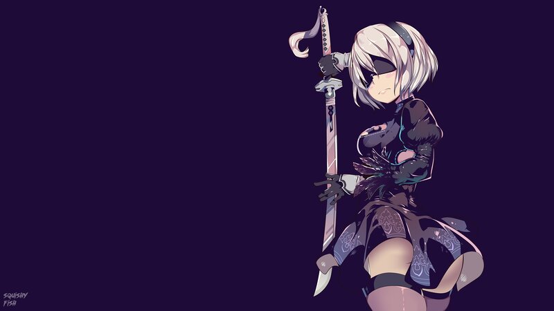 Anime Girl with Sword — Purple, Dramatic, Night, Digital Art, Black Outfit
