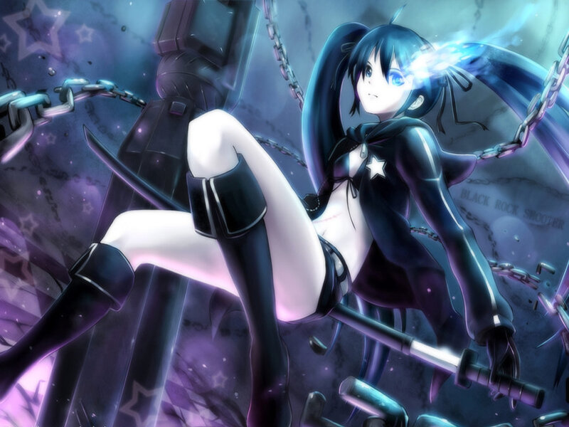 Anime Girl with Sword — Purple, Dramatic, Night, Digital Art, Chains