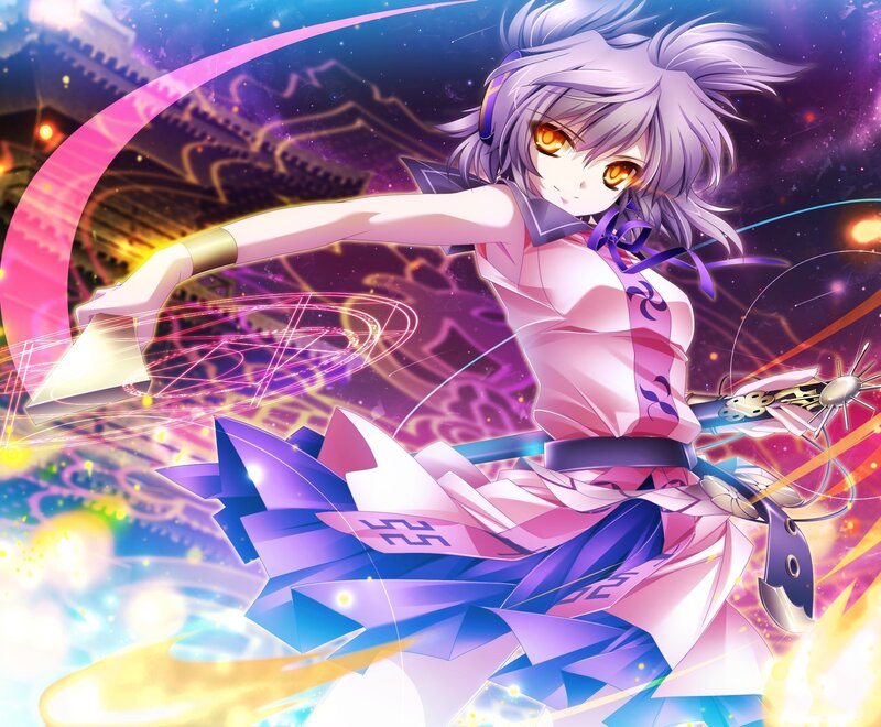 Anime Girl with Sword — Purple, Dramatic, Night, Digital Art, Magic Circle