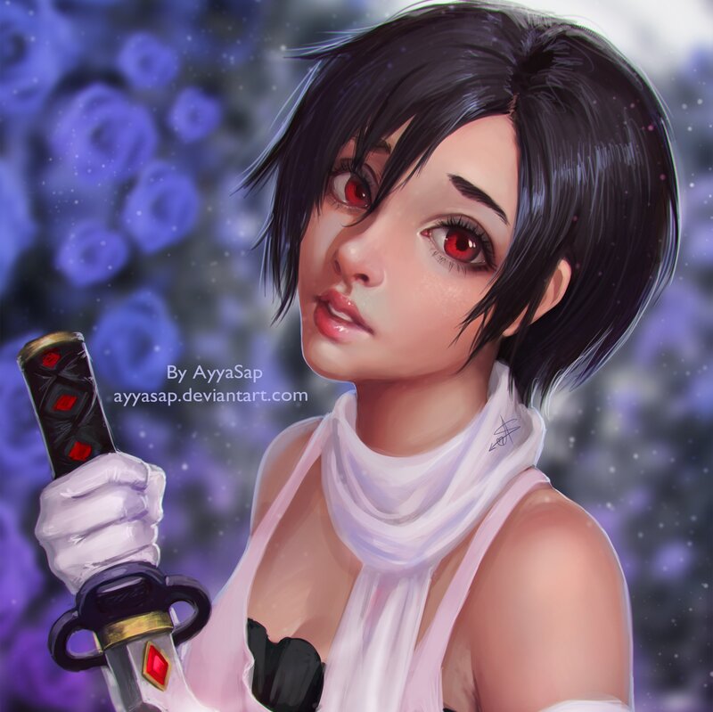 Anime Girl with Sword — Purple, Dramatic, Night, Digital Art, Scarf