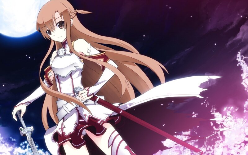 Anime Girl with Sword — Purple, Dramatic, Night, Moon, Cape