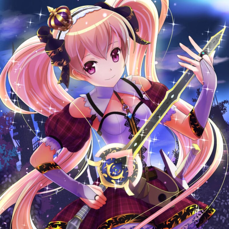 Anime Girl with Sword — Purple, Dramatic, Night, Pink Hair