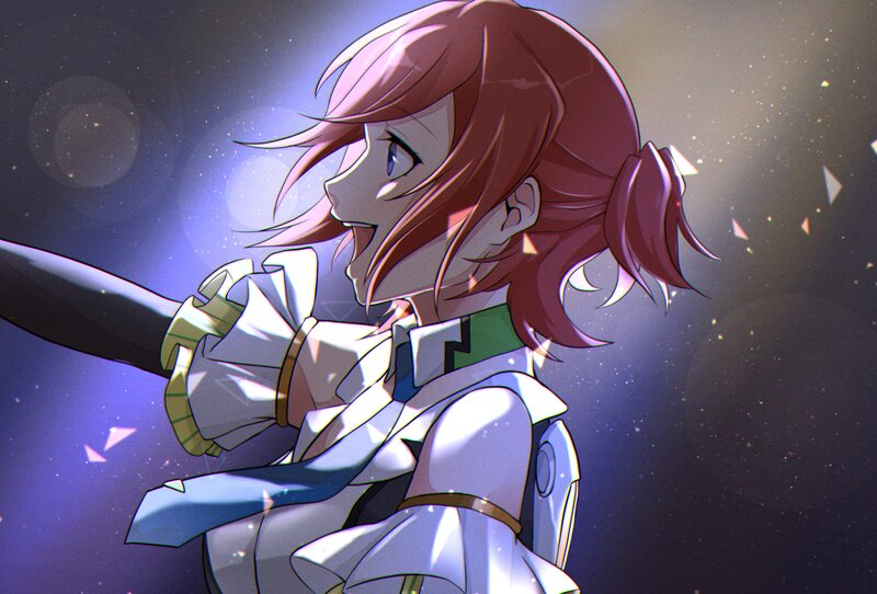Anime Girl with Sword — Purple, Dramatic, Night, Space