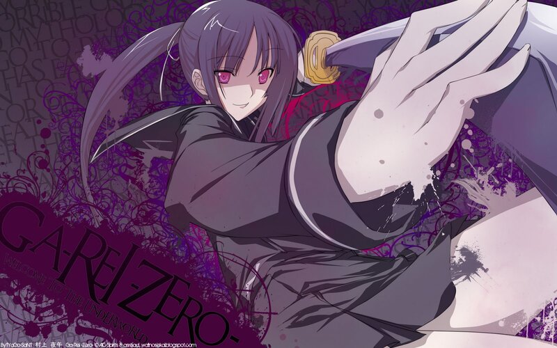 Anime Girl with Sword — Purple, Dramatic, Purple Background