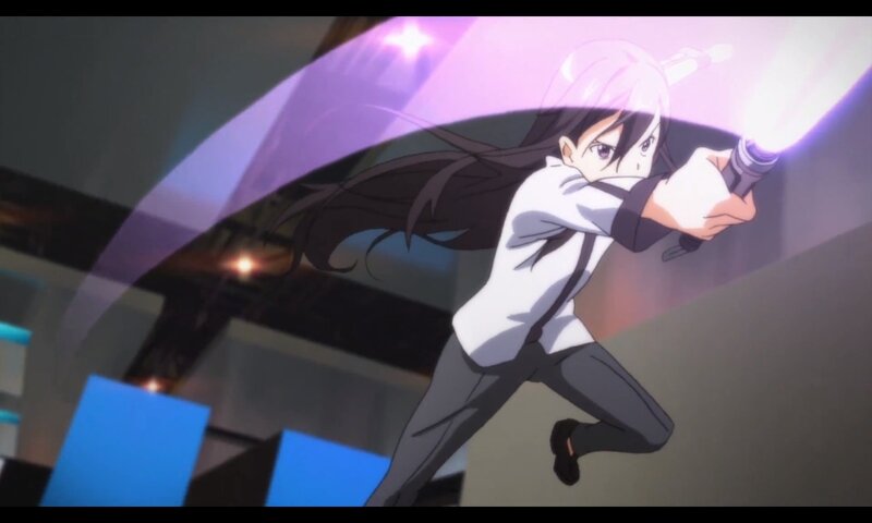 Anime Girl with Sword — Purple, Dramatic, School Uniform