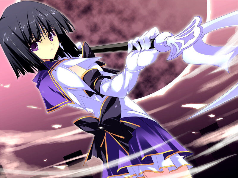 Anime Girl with Sword — Purple, Dramatic, Skirt