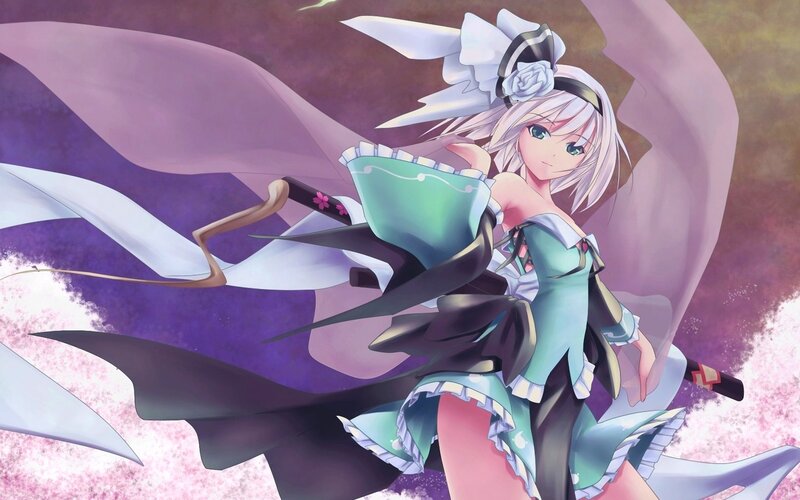 Anime Girl with Sword — Purple, Dramatic, Spring, Digital Art, Cape