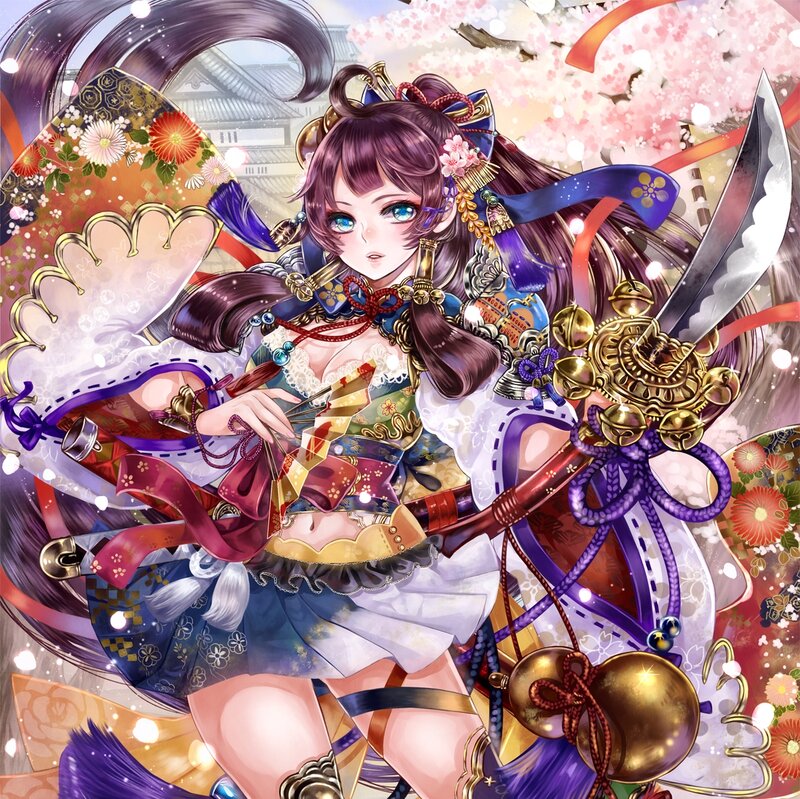 Anime Girl with Sword — Purple, Dramatic, Spring, Digital Art, Sakura