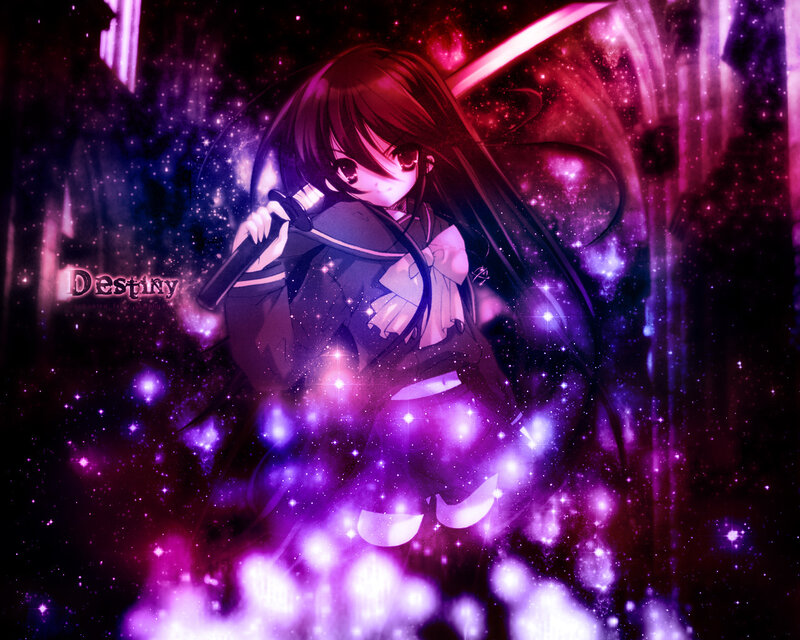 Anime Girl with Sword — Purple, Dramatic
