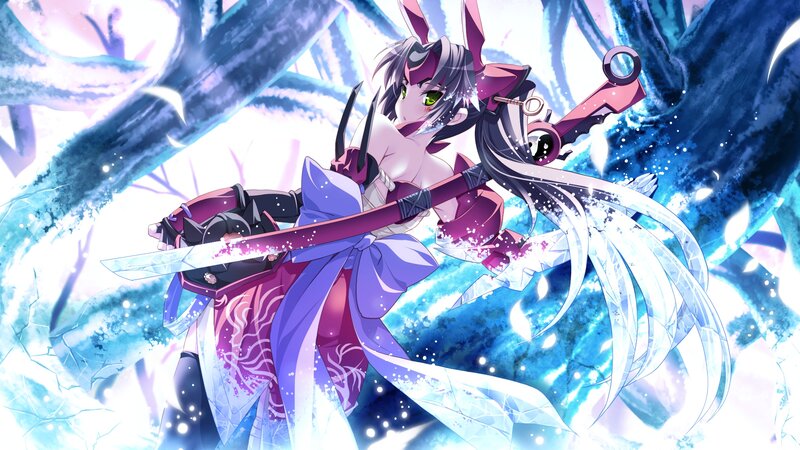 Anime Girl with Sword — Purple, Dramatic, Winter