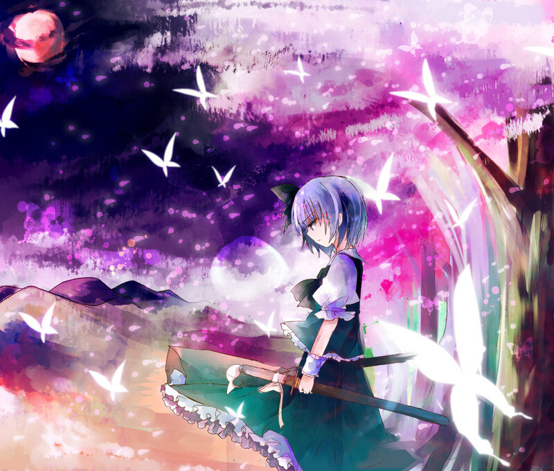 Anime Girl with Sword — Purple, Dreamy