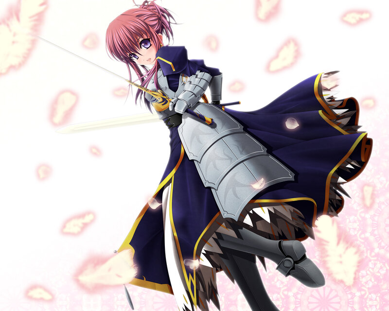 Anime Girl with Sword — Purple, Dynamic, Armor