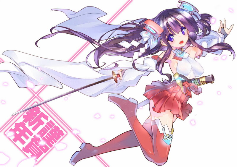 Anime Girl with Sword — Purple, Dynamic, Cape