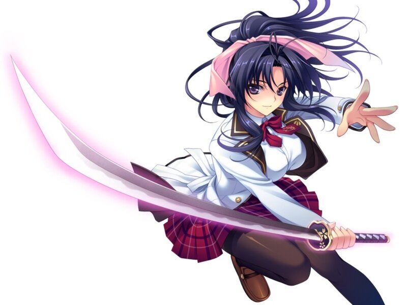 Anime Girl with Sword — Purple, Dynamic, Determined