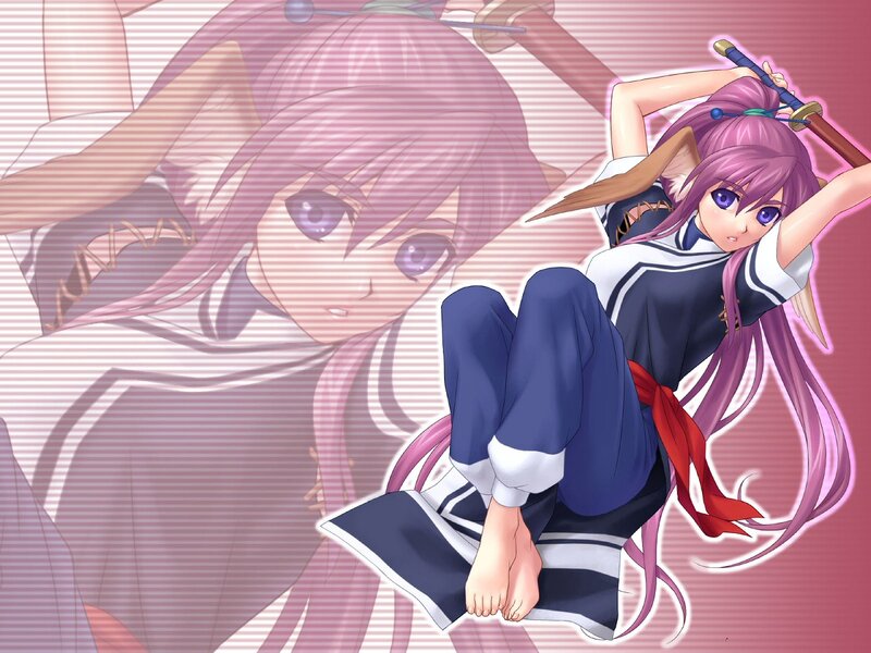 Anime Girl with Sword — Purple, Dynamic, Ears