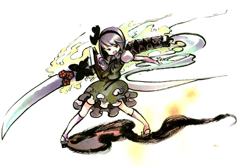 Anime Girl with Sword — Purple, Dynamic, Manga, Dress