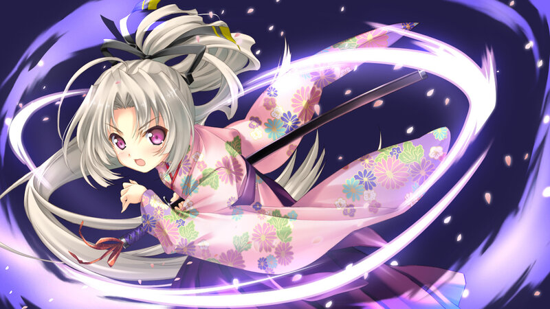 Anime Girl with Sword — Purple, Dynamic, Night