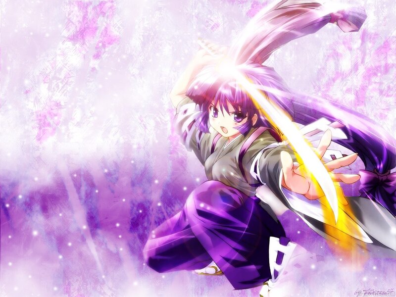 Anime Girl with Sword — Purple, Dynamic, Purple Hair