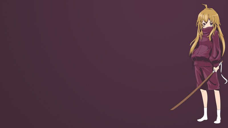 Anime Girl with Sword — Purple, Neutral, Long Hair