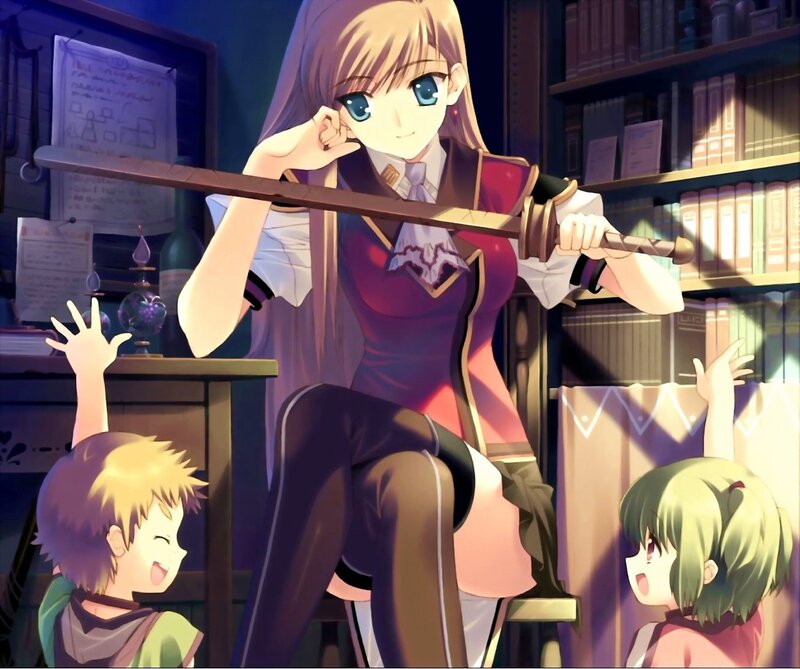 Anime Girl with Sword — Purple, Playful, Children
