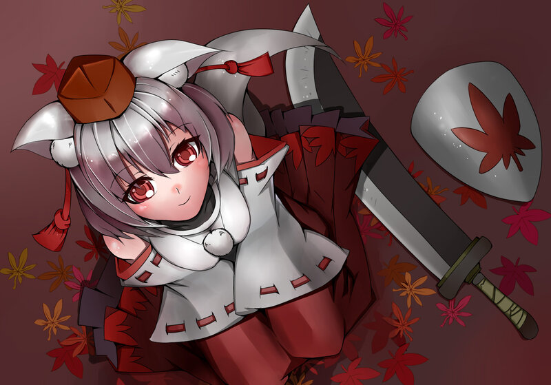 Anime Girl with Sword — Red, Calm, Autumn