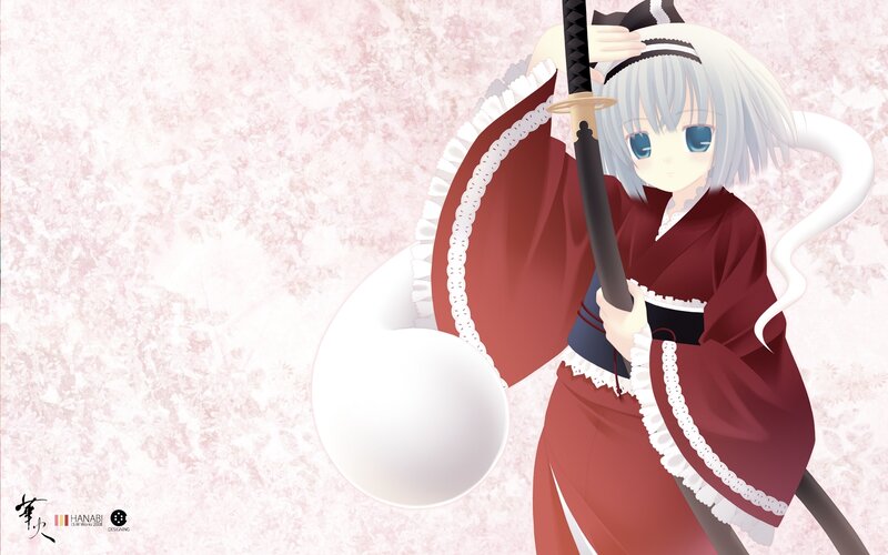 Anime Girl with Sword — Red, Calm, Spring