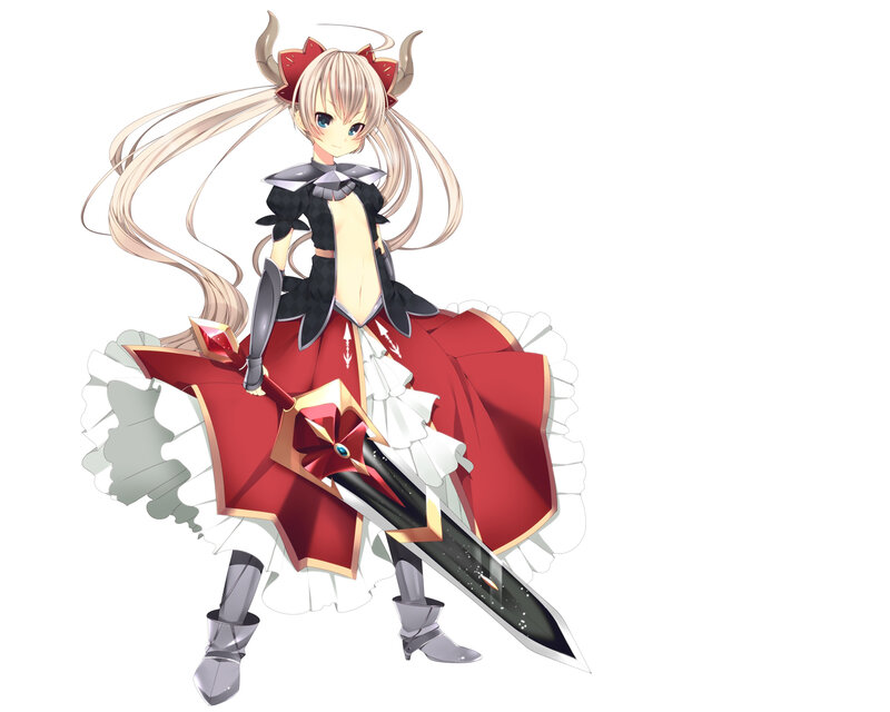Anime Girl with Sword — Red, Confident