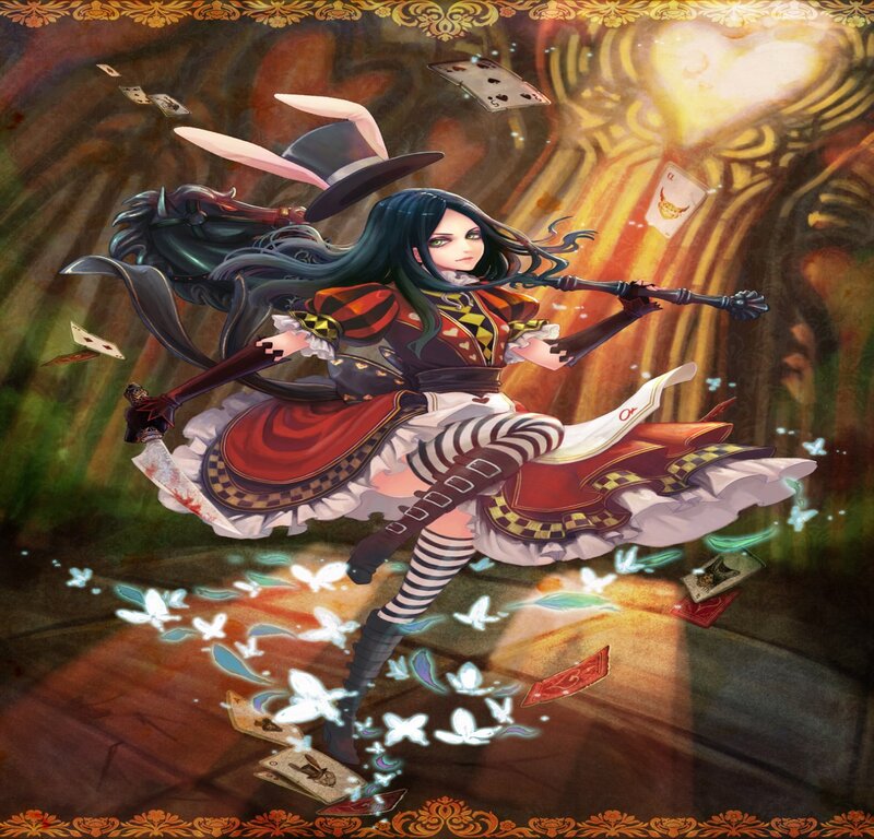Anime Girl with Sword — Red, Dramatic, Digital Art, Cards