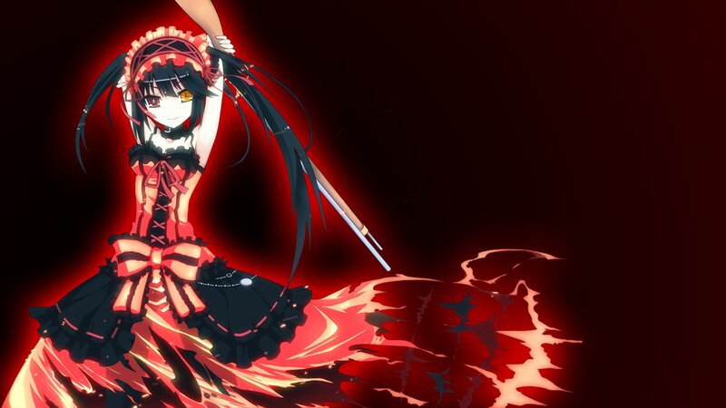 Anime Girl with Sword — Red, Dramatic, Dress