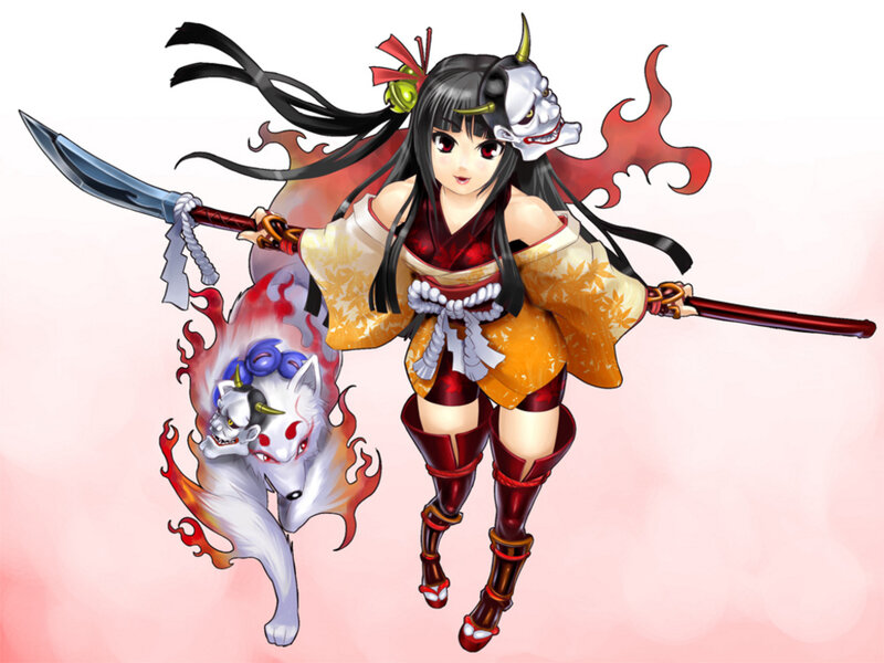 Anime Girl with Sword — Red, Dramatic, Fox Spirit