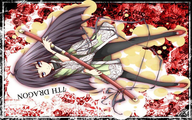 Anime Girl with Sword — Red, Dramatic, Long Hair, Kimono