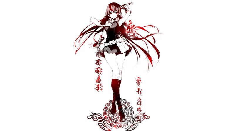 Anime Girl with Sword — Red, Dramatic, Manga, Long Hair