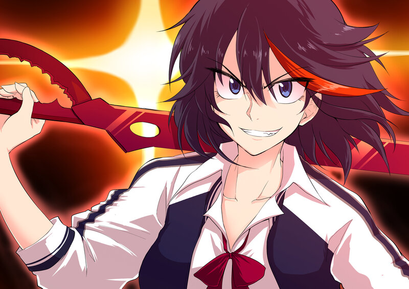 Anime Girl with Sword — Red, Dramatic, Manga, School Uniform