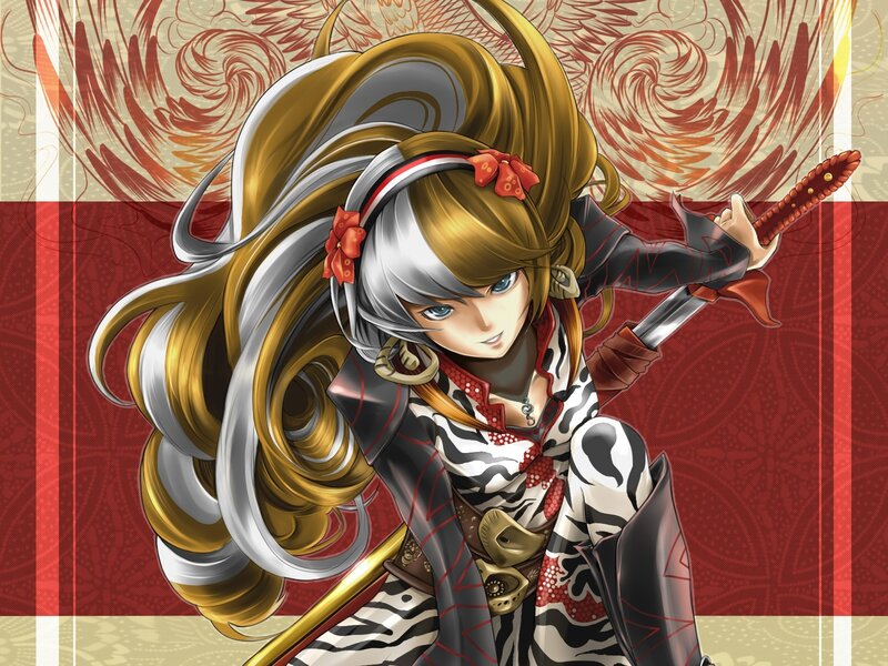 Anime Girl with Sword — Red, Dramatic, Manga