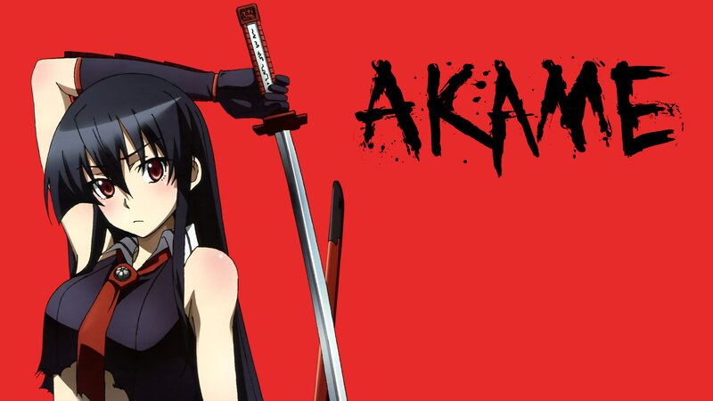 Anime Girl with Sword — Red, Dramatic, Red Background