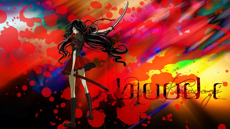 Anime Girl with Sword — Red, Dramatic, Splatter