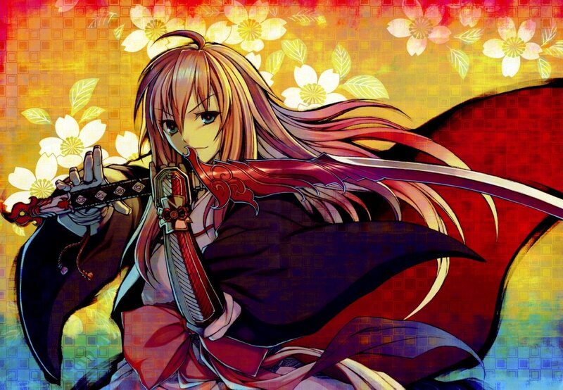 Anime Girl with Sword — Red, Dramatic, Spring